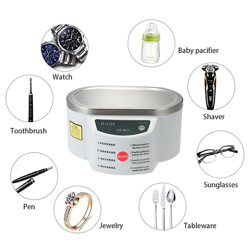 Ultrasonic Cleaner 30W Sonicator Bath 40Khz Degas For Watches Contact Lens Glasses Denture Teeth Electric Makeup Razor 110V