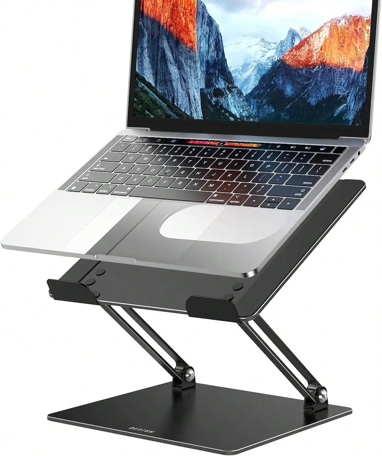 Aluminum Laptop Stand, Ergonomic Adjustable Notebook Tablet Stand, Computer Holder Compatible With Air, Pro, More 10-14" Laptops, Black