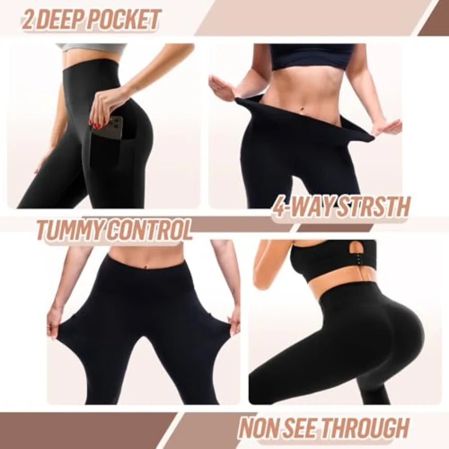 SINOPHANT High Waisted Leggings with Pockets Women, Buttery Soft Stretchy Yoga Pants