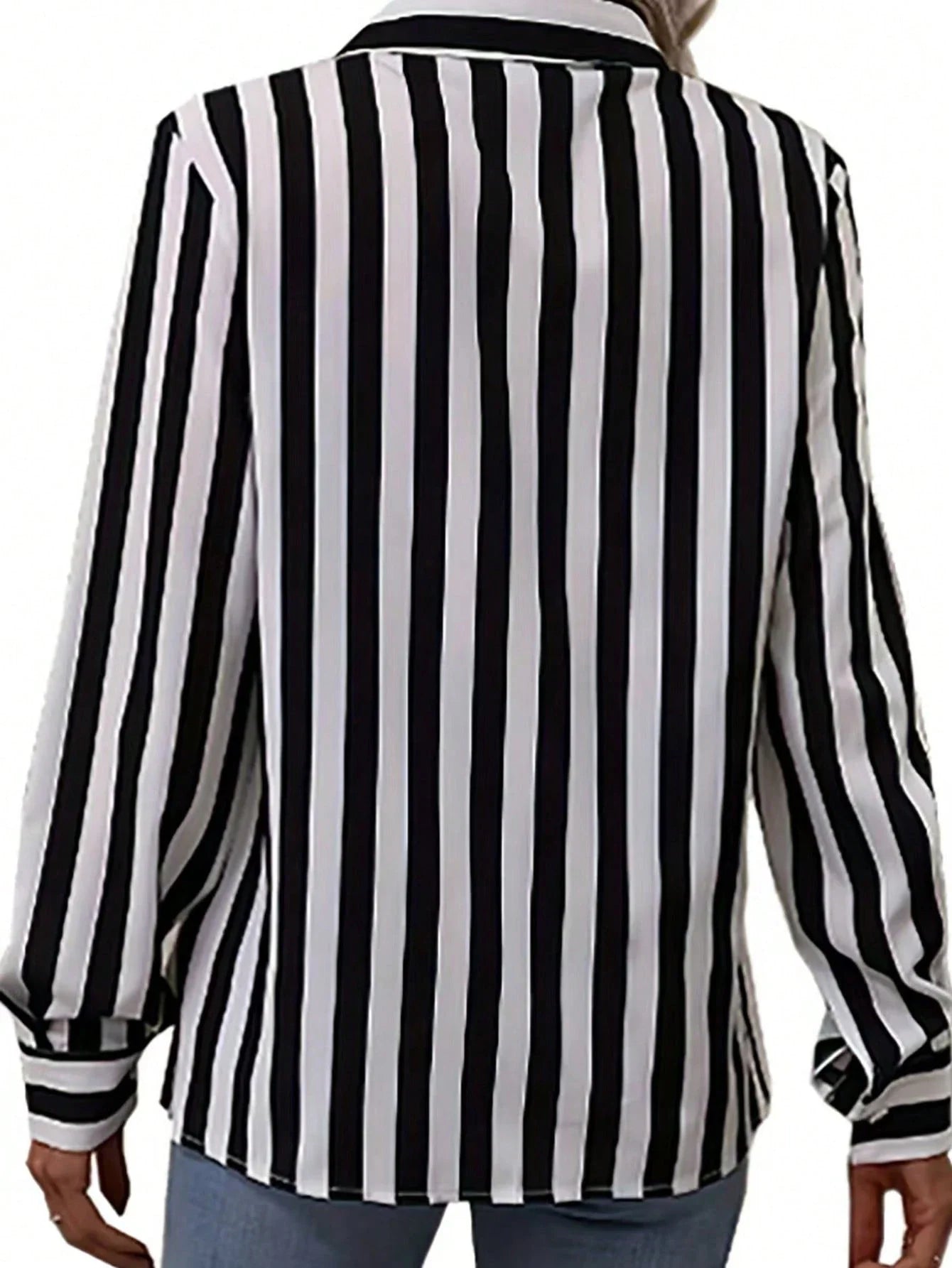Women Striped Long Sleeve Single Breasted Casual Shirt For Autumn Spring Daily Wear