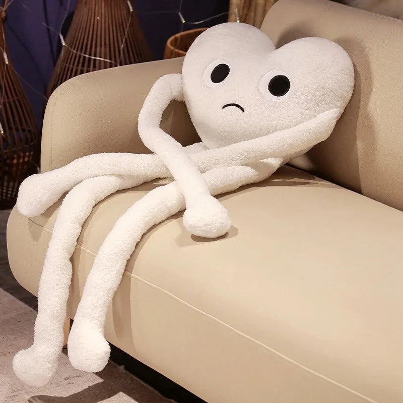 Cute Long Arms Legs Heart Shape Plush Pillow, Soft Hugging Cushion for Bed Sofa Car Seat Backrest, Modern Home Decor Accent, Cozy Travel Nap Pillow for Office, Birthday Holiday Gift for Men Women