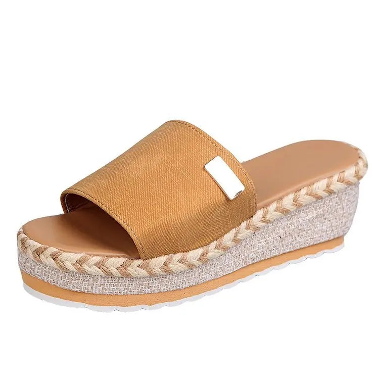 Summer Women Casual Platform Wedge Mule Sandals Thick Shock Absorb Sole Slip On Daily Beach Outdoor Walking Shoes