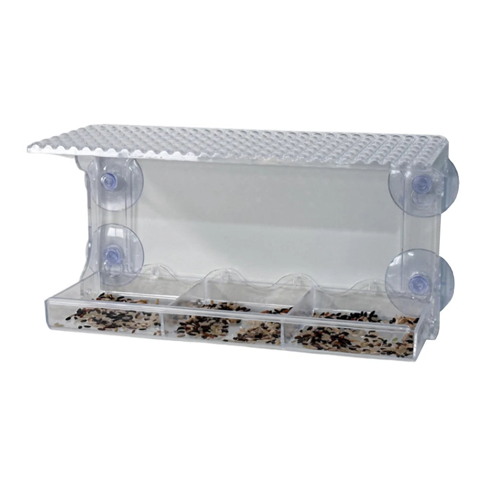 Window Mounted Feeder with Strong Suction Cups Bird Food Feeding House Acrylic Hanging Birdhouse Feeder for Outside Garden Yard