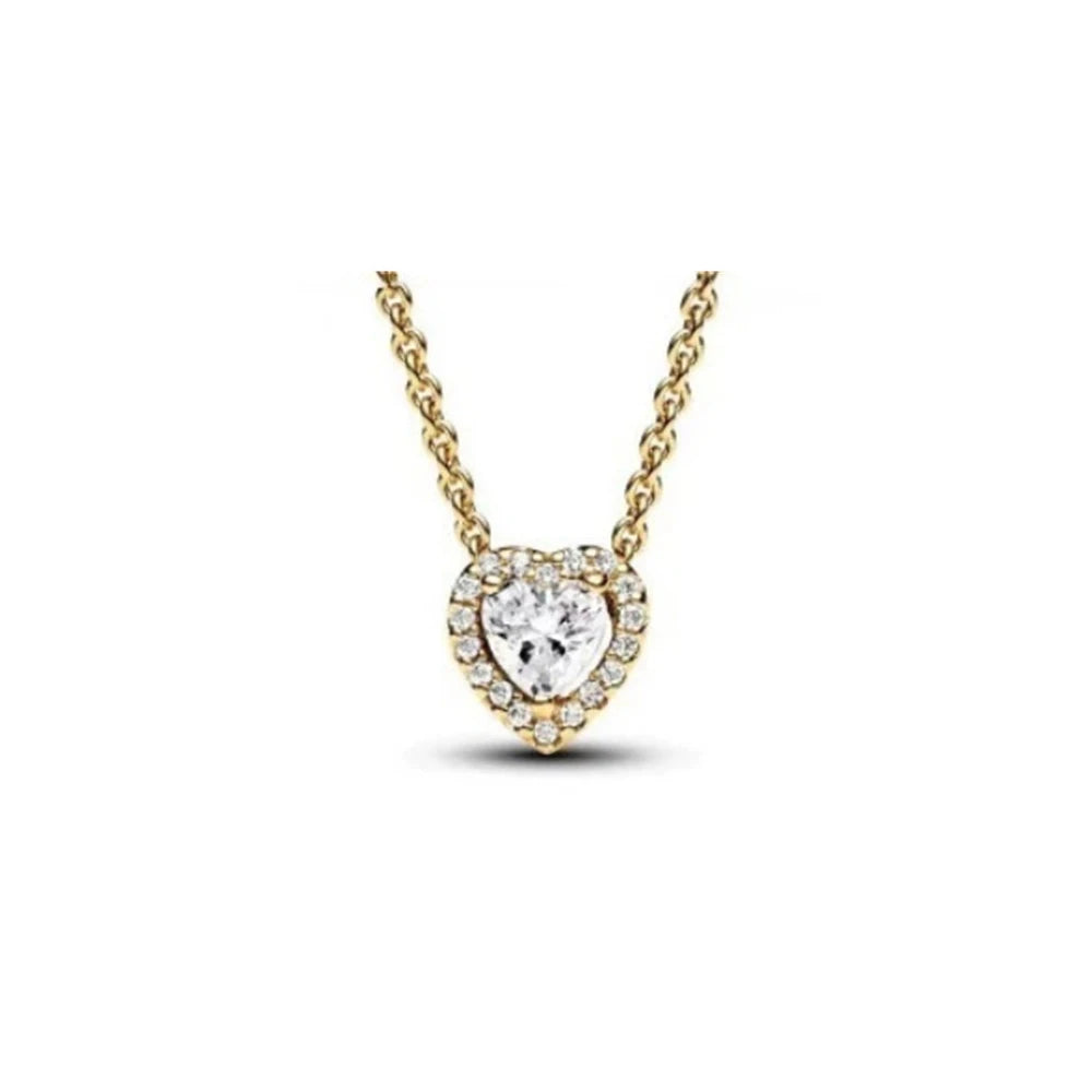 New colored heart-shaped crystal silver necklace accessories jewelry high-end women's romantic gift