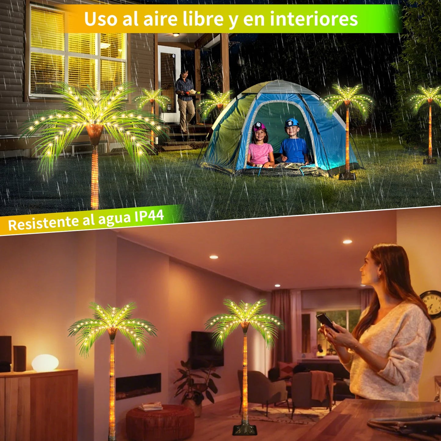 1pc 4.6ft Solar Powered Artificial Palm Tree LED Decorative Tree Lights for Garden Patio Door Tiki Bar Christmas Decoration