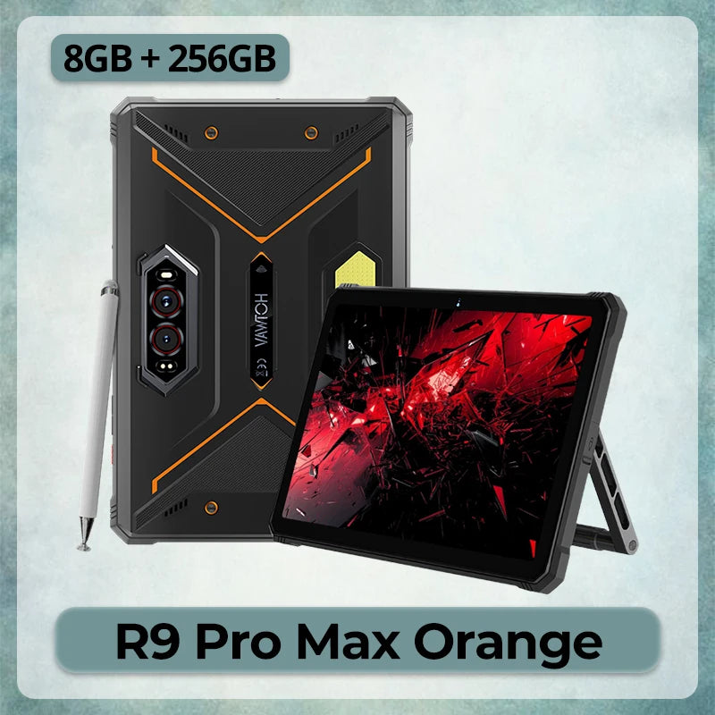 HOTWAV R9 Pro Max 5G Rugged Tablet 20080mAh Massive Battery 20W Fast Charging Android 16 Pad 11'' FHD+ 2K 120Hz Display 8GB RAM 256GB ROM/2TB Expansion 64MP+16MP+20MP Night Vision Tablet PC With Stylus Pen, OTG/GPS