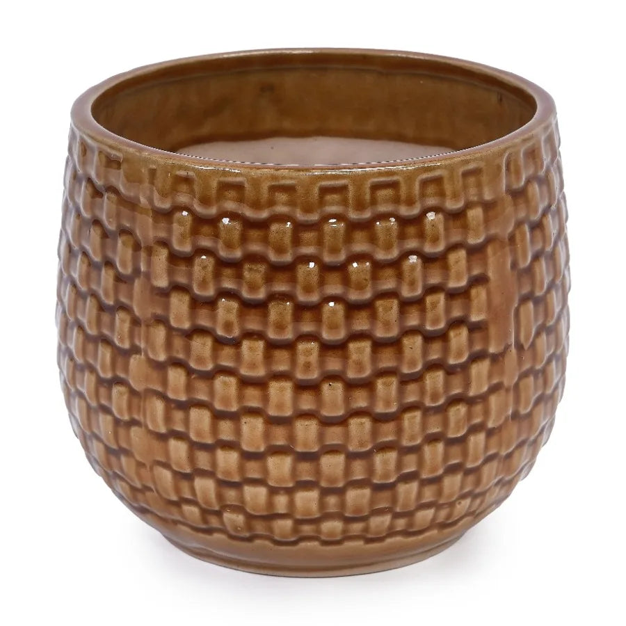 3 Pack Ceramic Plant Pots Planter for Indoor Outdoor Patio Garden Dark Brown
