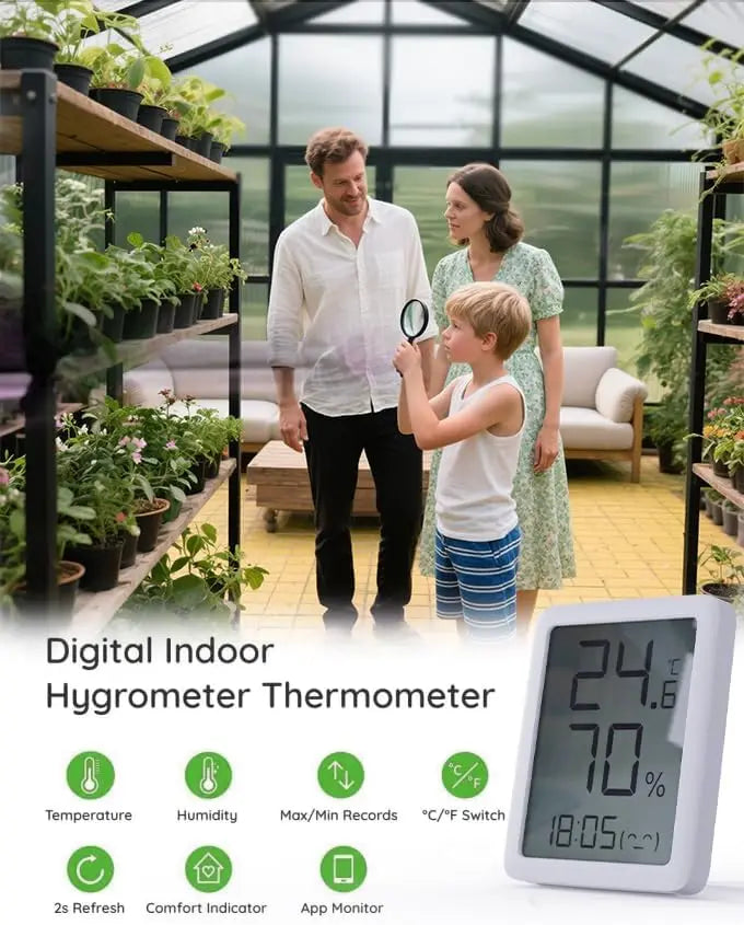 6×4FT Small Greenhouse, Walk in Greenhouse with Electronic Thermometers, Enhanced Aluminum Small Greenhouse for Outdoors