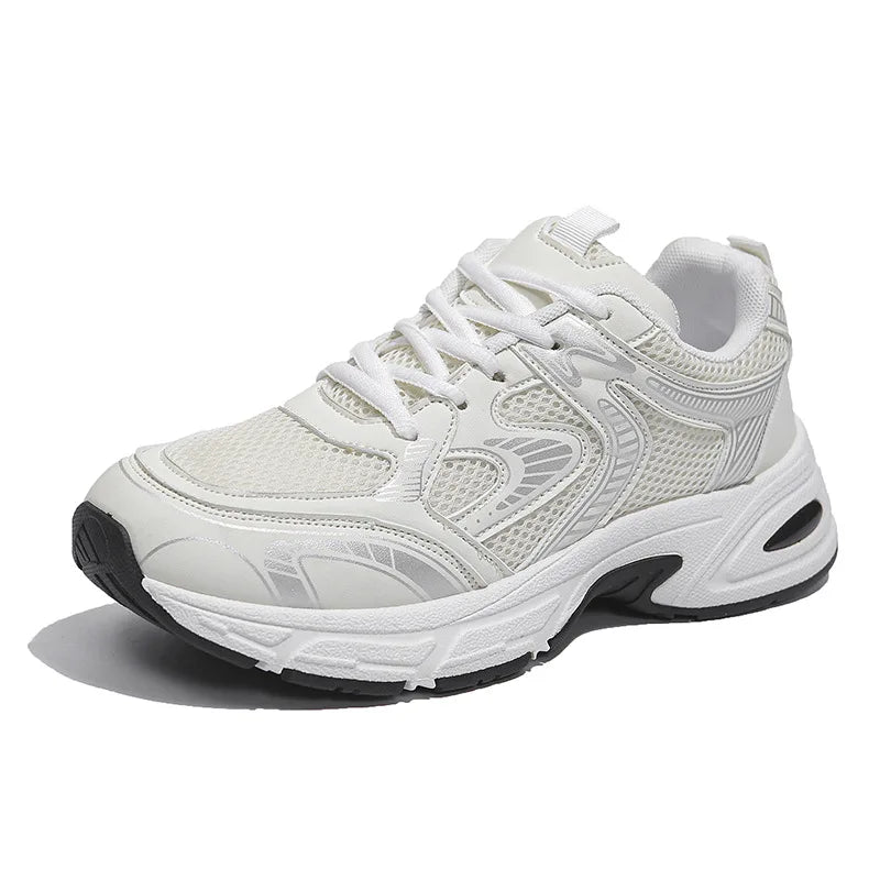 Women Platform Chunky Sneakers Trendy Color Block Breathable Casual Shoes Comfortable Height Increasing Walking Trainers