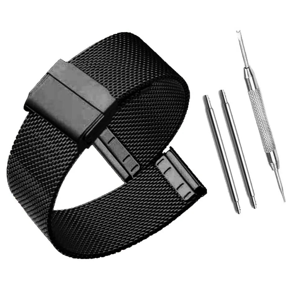 Milanese Watchband 12mm 14mm 16mm 18mm 20mm 22mm 24mm Universal Stainless Steel Metal Watch Band Strap Bracelet Black Rose Gold