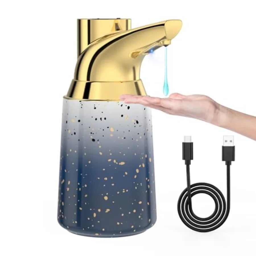 Touchless Adjustable Automatic Soap Dispenser for Bathroom, Ceramic Material, Starry Gold Color, 4 Adjustable Dispensing Levels