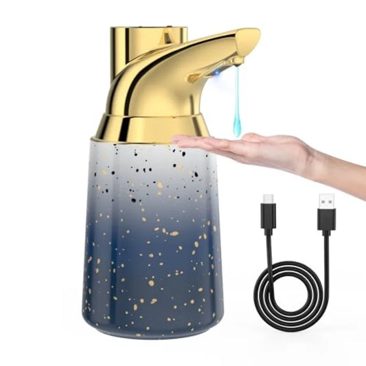 Touchless Adjustable Automatic Soap Dispenser for Bathroom, Ceramic Material, Starry Gold Color, 4 Adjustable Dispensing Levels