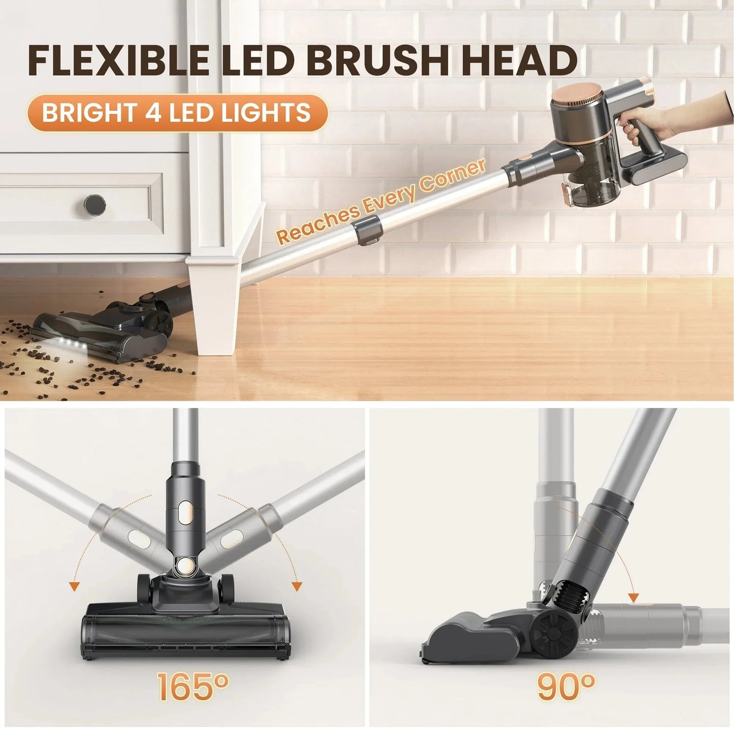 N8 Cordless Vacuum Cleaner 40Kpa 40 Mins Runtime Lightweight Stick Vacuum Powerful Suction Self-Standing Rechargeable Vacuum Cleaner for Carpet Pet Hair Hardwood Floor