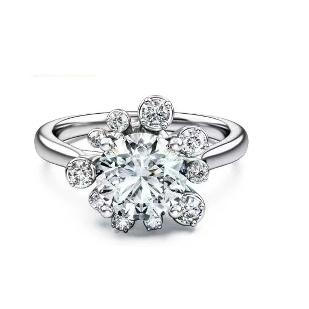 New flower pink crystal accessory romantic jewelry ring holiday party gift