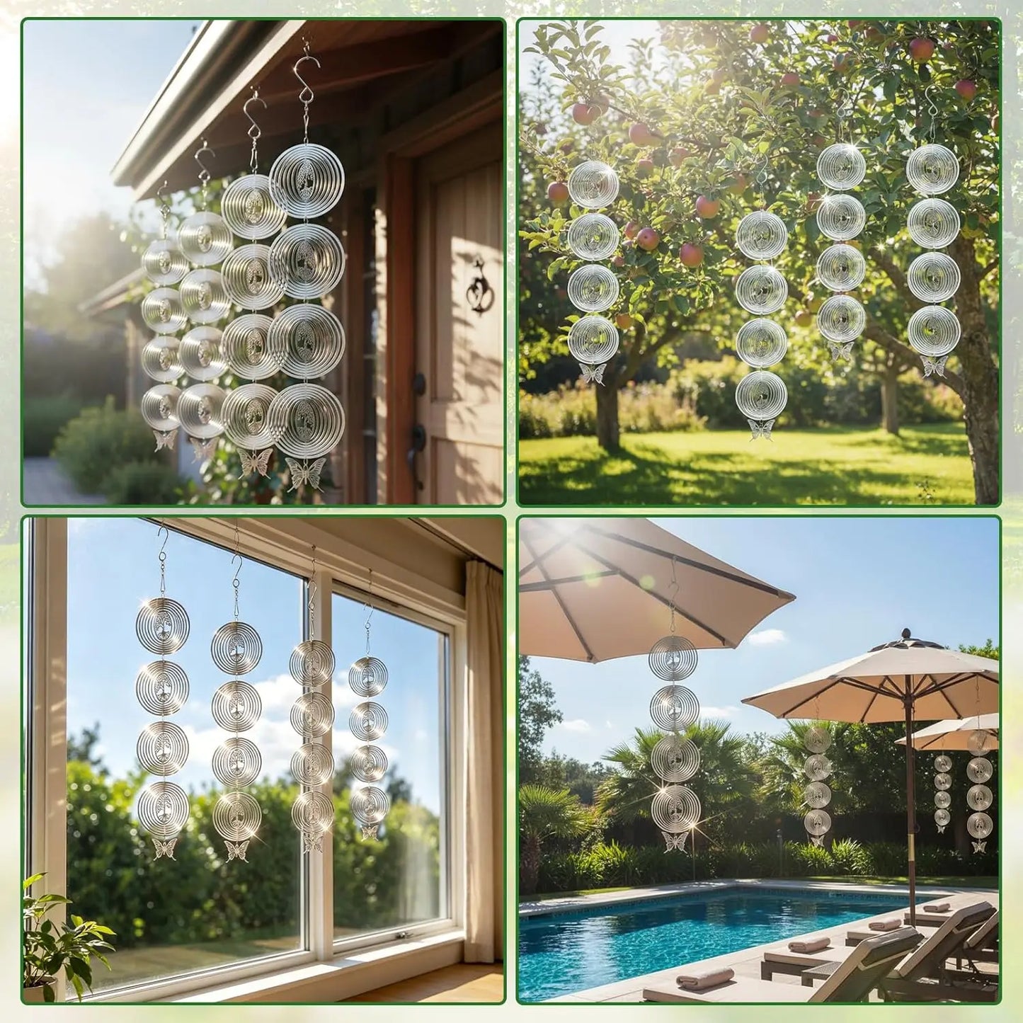 16 Discs Stainless Steel Bird Deterrents for Outside Patio,Reflective 3D Wind Spinners Outdoor Garden Decor Reflective Bird Scare Devices to Keep Bird Away from House Yard Orchard