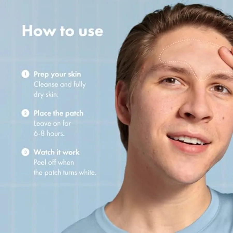 Mighty Patch™ Forehead Patch - Hydrocolloid Acne Pimple Patch, Contoured to Cover Larger Area of Zits and Blemishes - Drug-Free