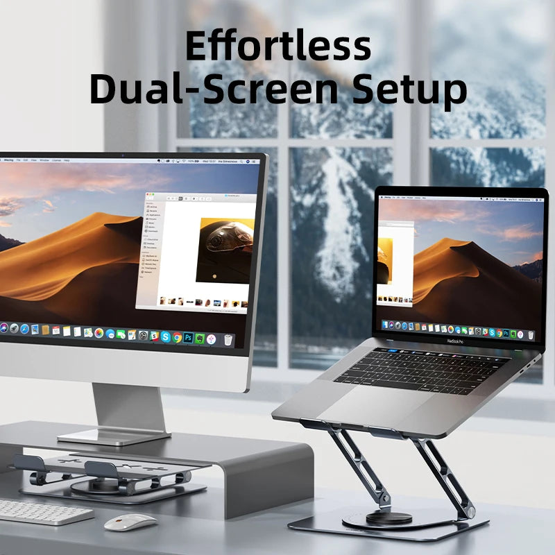 CABLETIME 360 Degrees Rotatable Laptop Stand Aluminum Stand Suitable 14"-17.3" Laptop Ergonomic Design for iMac DELL Lenovo
