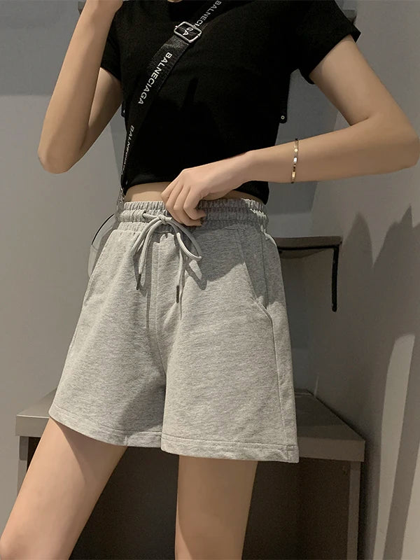 Casual Shorts Summer Women Daily Loose Solid White Short Pants Pure Cotton Soft Breathable Outerwear Street Sport Hot Pants