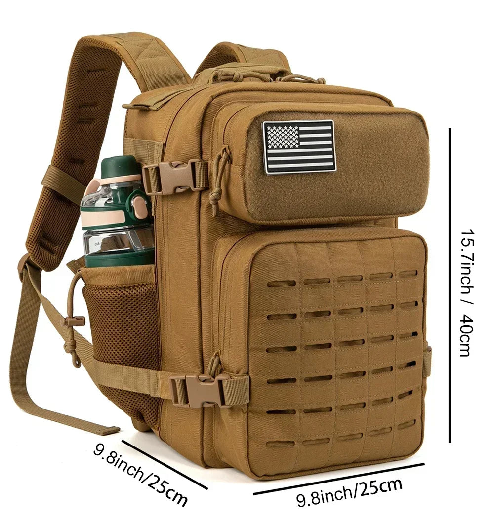 25L GYM Tactical Backpacks for Men Survival Laser Cut Molle Daypack Small Bug Out Bag Hunting Rucksack with Dual Cup Holders