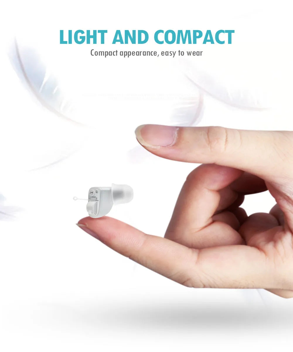 JINGHAO Mini Hearing Aids Sound Amplifiers CIC Sound Voice Amplifier Mini Aids for Elderly White