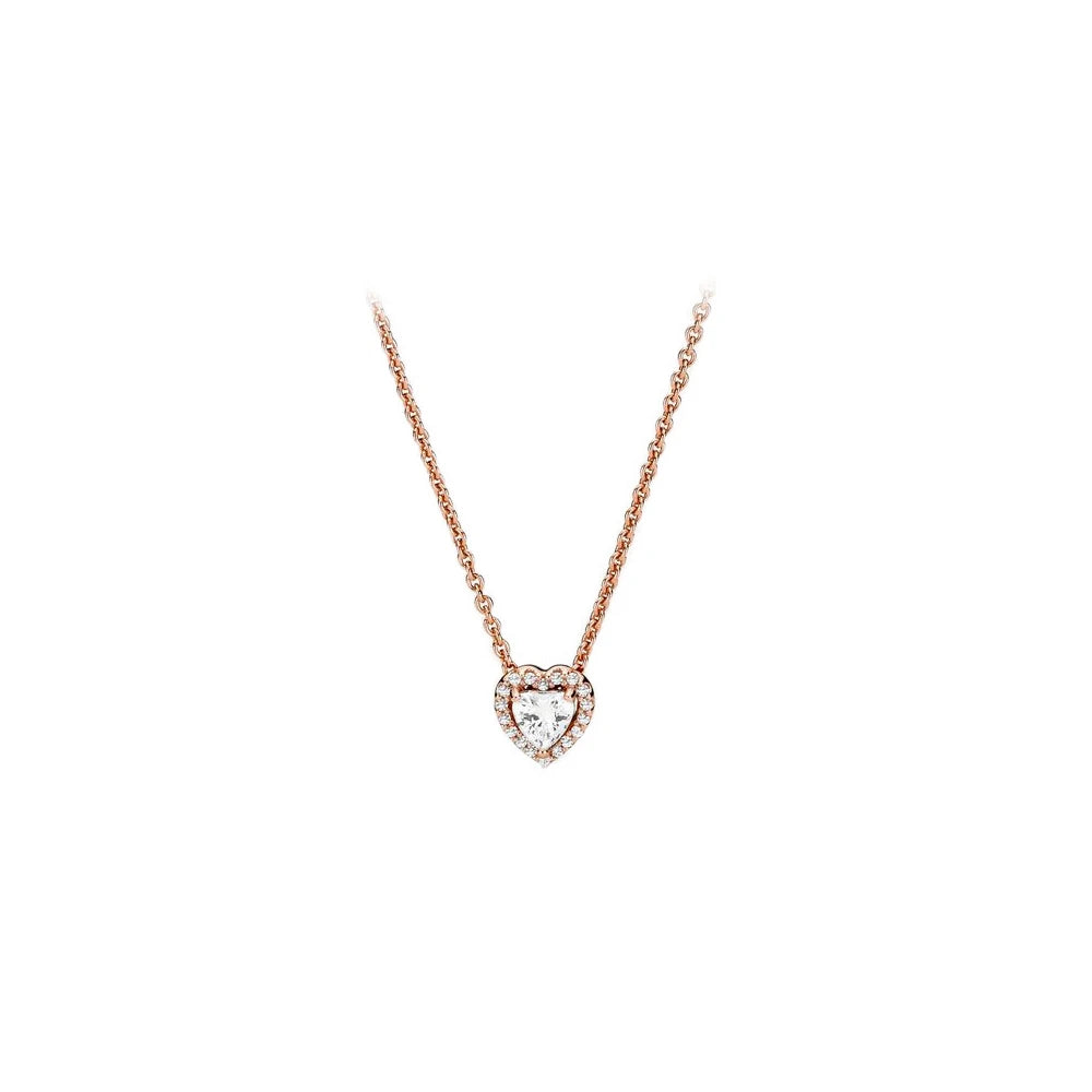 New colored heart-shaped crystal silver necklace accessories jewelry high-end women's romantic gift