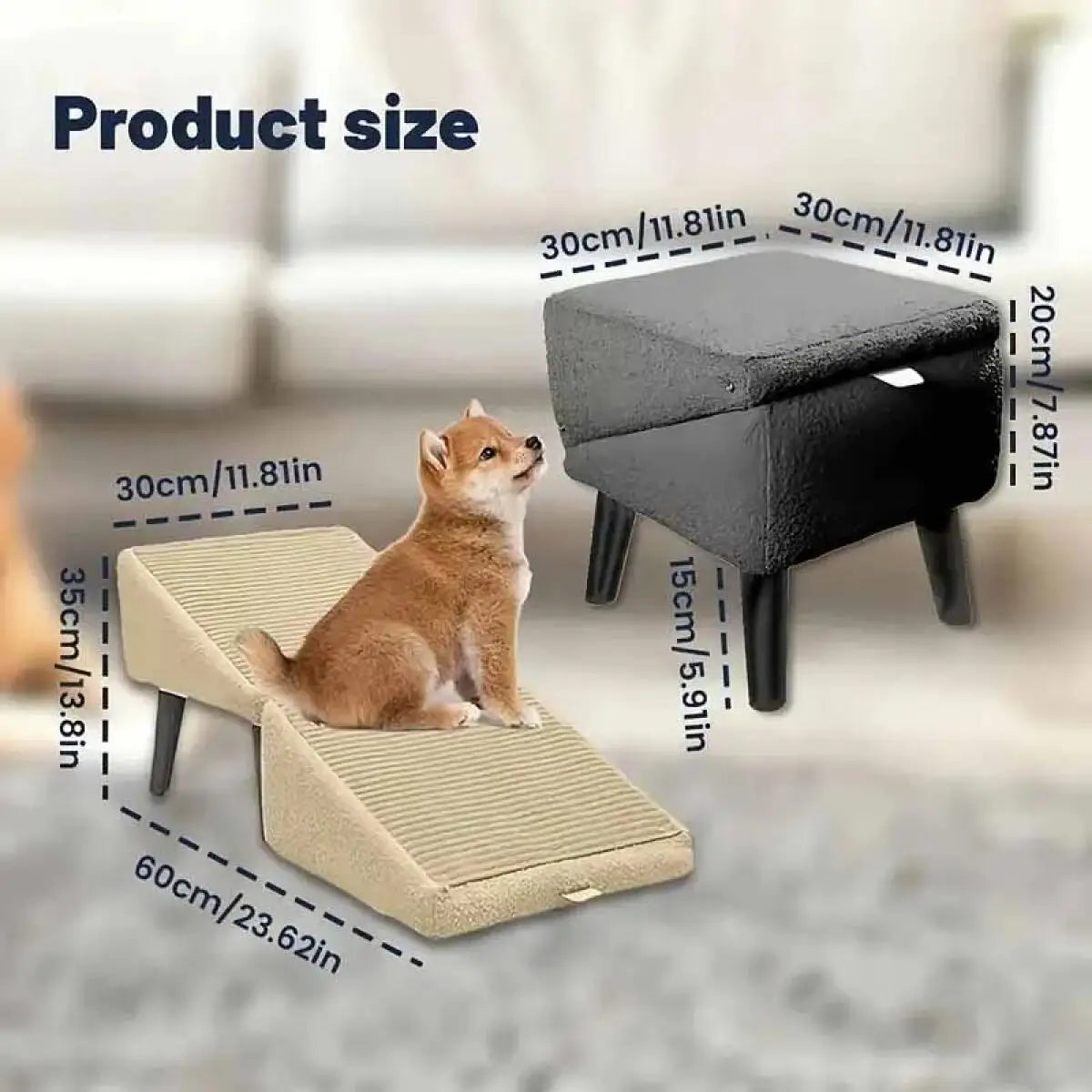 Dog Ramp Stairs Foldable 2-in-1 Wooden Pet Step Stool Non-Slip Portable Space Saving Access for Small Dogs And Cats Beds/Sofas with Gentle Incline for Rehabilitation
