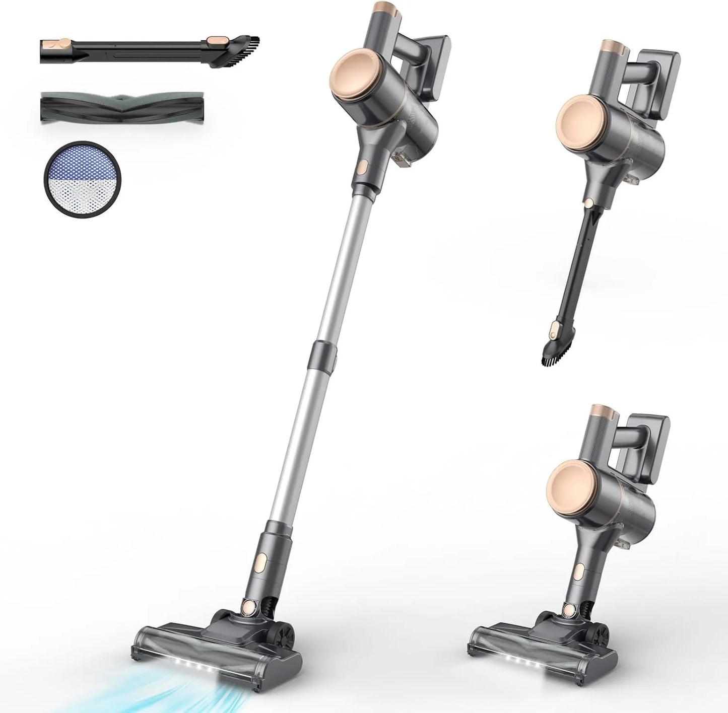 N8 Cordless Vacuum Cleaner 40Kpa 40 Mins Runtime Lightweight Stick Vacuum Powerful Suction Self-Standing Rechargeable Vacuum Cleaner for Carpet Pet Hair Hardwood Floor