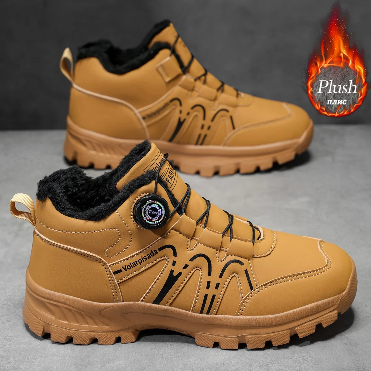 Unisex Winter Fleece Lined Snow Boots Rotary Quick Lock Buckle Waterproof Leather Non Slip Lug Sole Warm Ankle Hiking Booties Cold Resistant Outdoor Trekking Footwear 2026 New