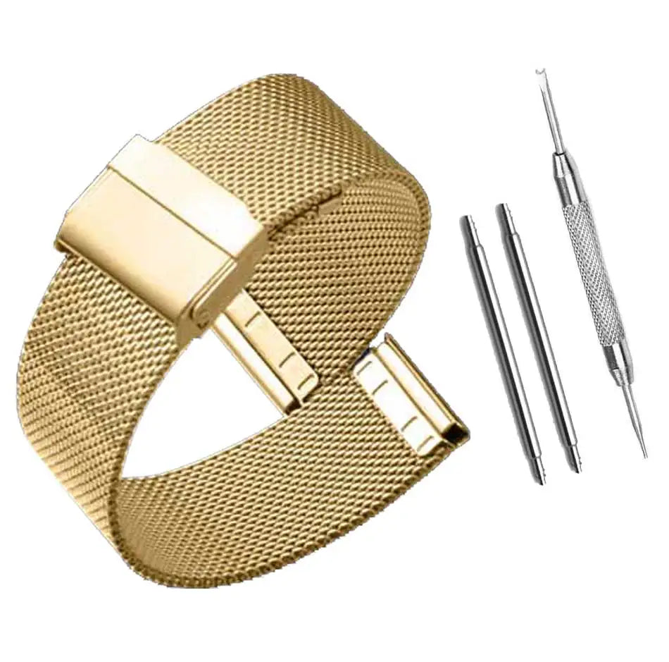 Milanese Watchband 12mm 14mm 16mm 18mm 20mm 22mm 24mm Universal Stainless Steel Metal Watch Band Strap Bracelet Black Rose Gold