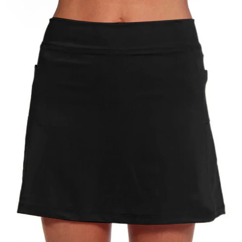 Women's fashion sports skirt, solid color anti-light culottes, running tennis golf shorts, breathable pocket shortsJV