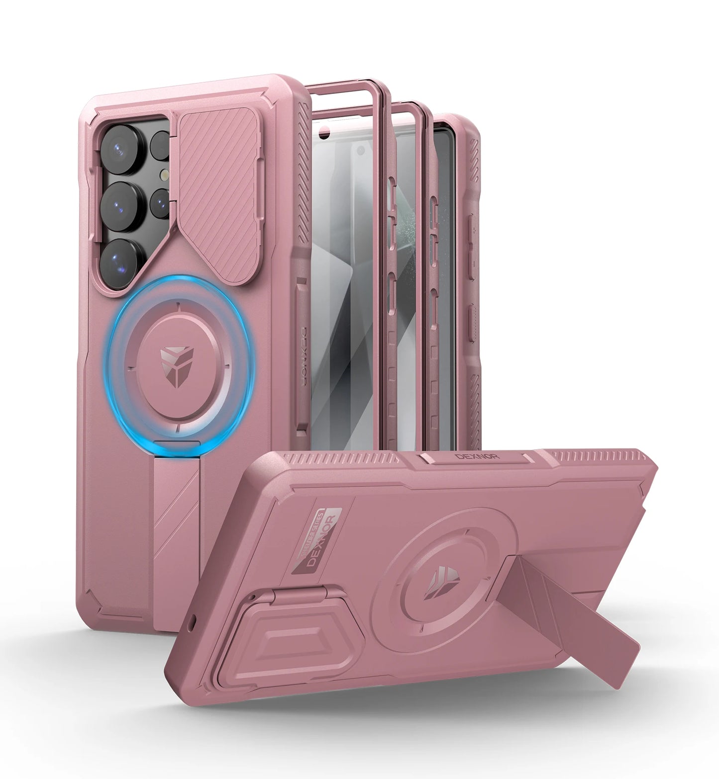Dexnor For Samsung Galaxy S25 Ultra Case Rugged Shockproof with Sliding Camera Cover Built-in Screen Protector Kickstand