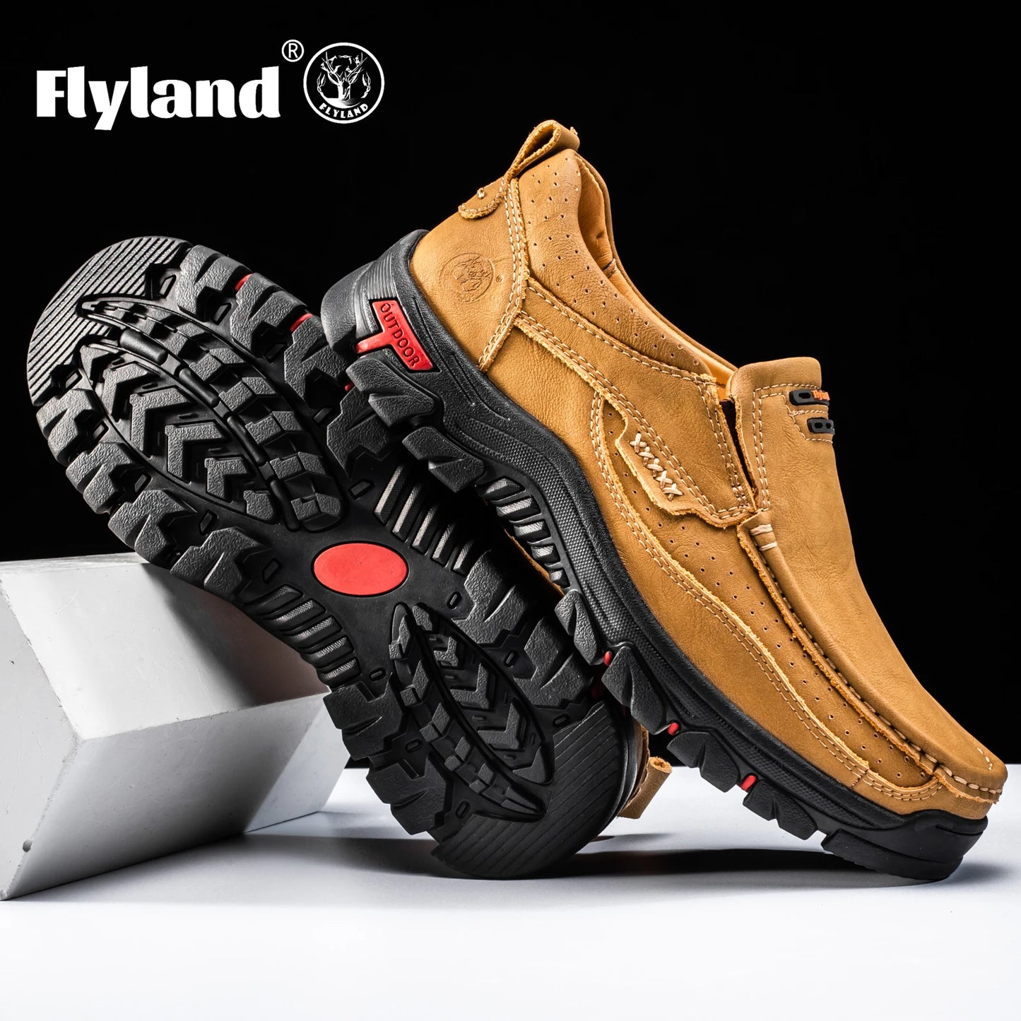 FLYLAND Original Men'S Loafers Handmade Shoes Business Casual Shoes Slip-On Ankle Boots Dress Boots