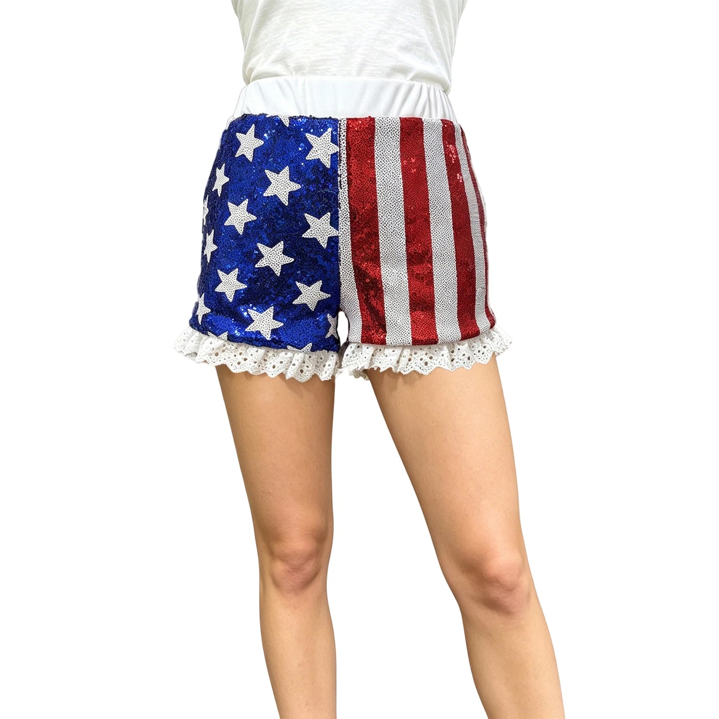 Women s Patriotic American Flag Print Denim Shorts High Waist Frayed Hem Distressed Jean Shorts for Summer Beach Party Casual