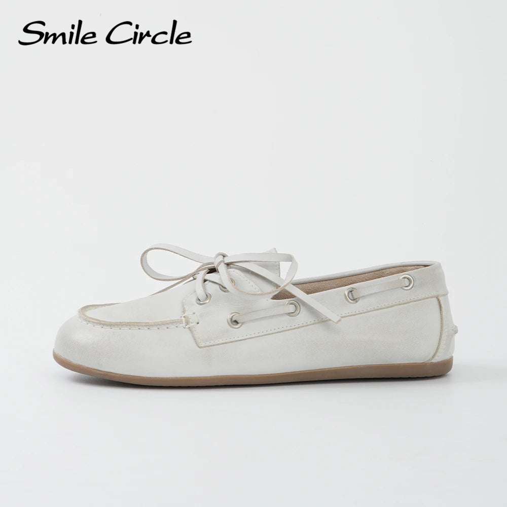 Genuine Leather Boat Shoes Women Flats Classic Moccasin Style for Everyday Comfort