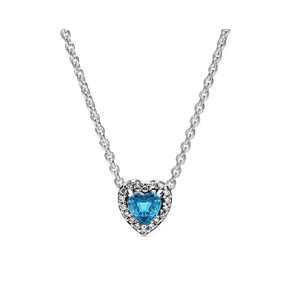 New colored heart-shaped crystal silver necklace accessories jewelry high-end women's romantic gift