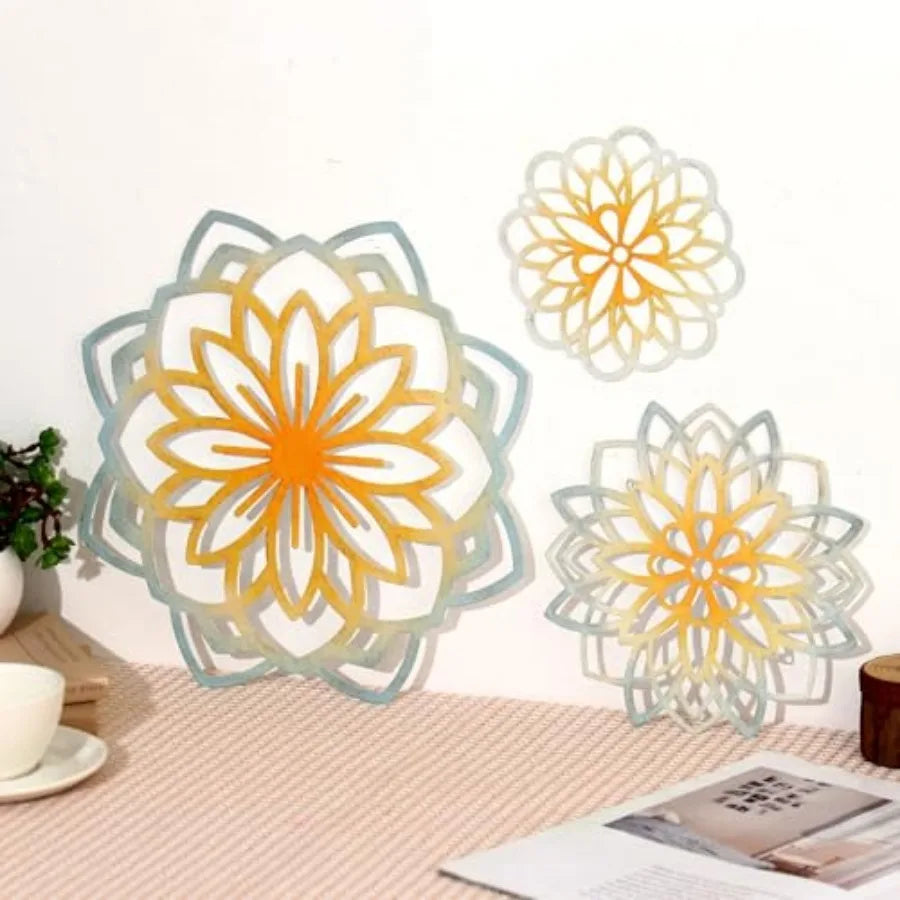 3 Ps olorful Metal Flowers Wall Art Farmouse Floral Batroom Deoration Flowers Metal anging Deor Farmouse Wall Art for Living Ro