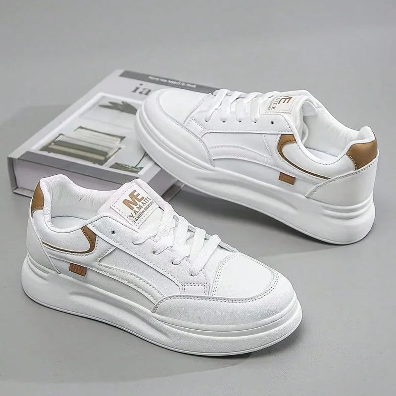 Women's Classic White Platform Sneakers Trendy Casual Lightweight Non-Slip Comfortable Walking Trainers