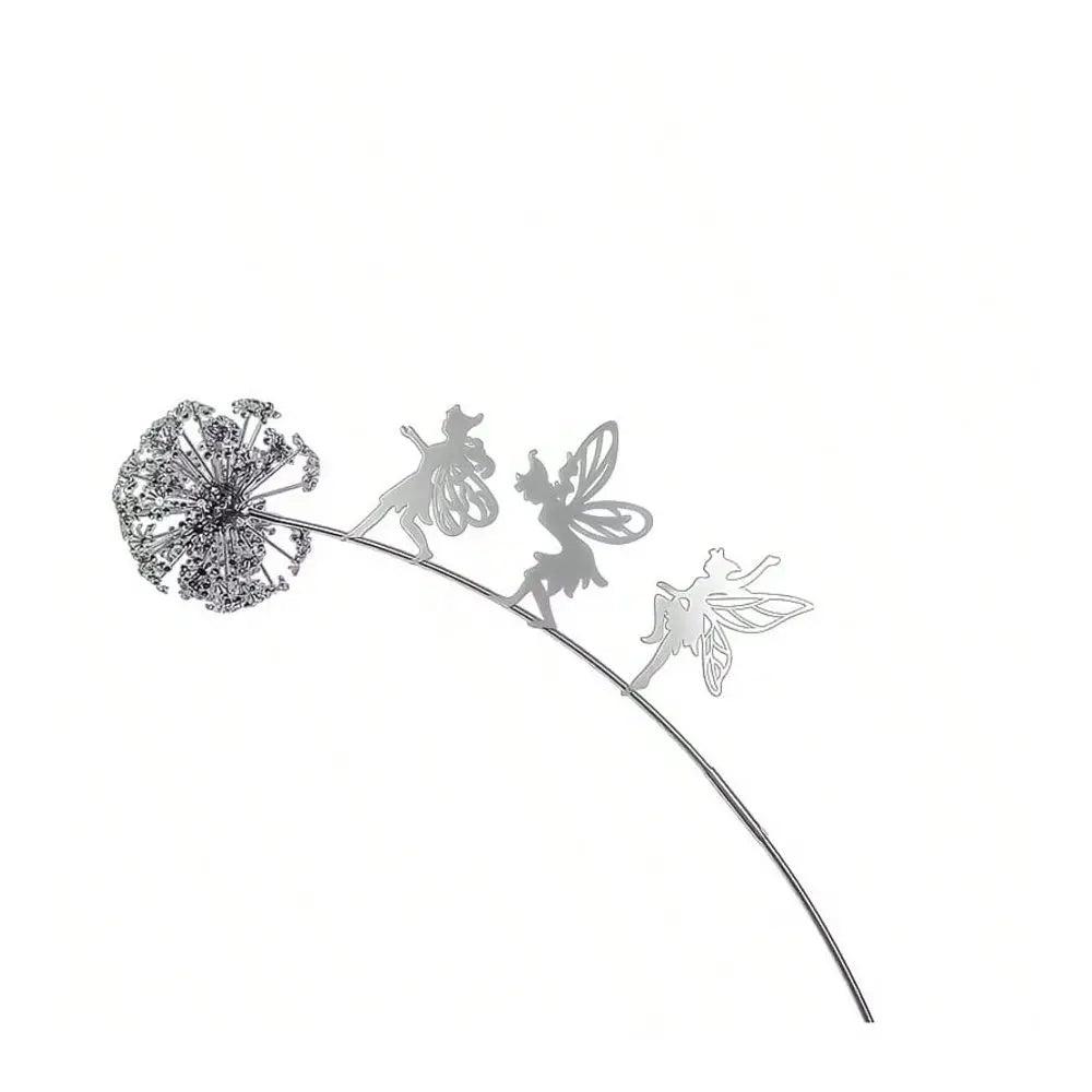 Metal Flower Fairy Garden Statue Dancing With Dandelion, Perfect For Outdoor Yard, Courtyard, Lawn, Or Patio Decor Versatile Fa