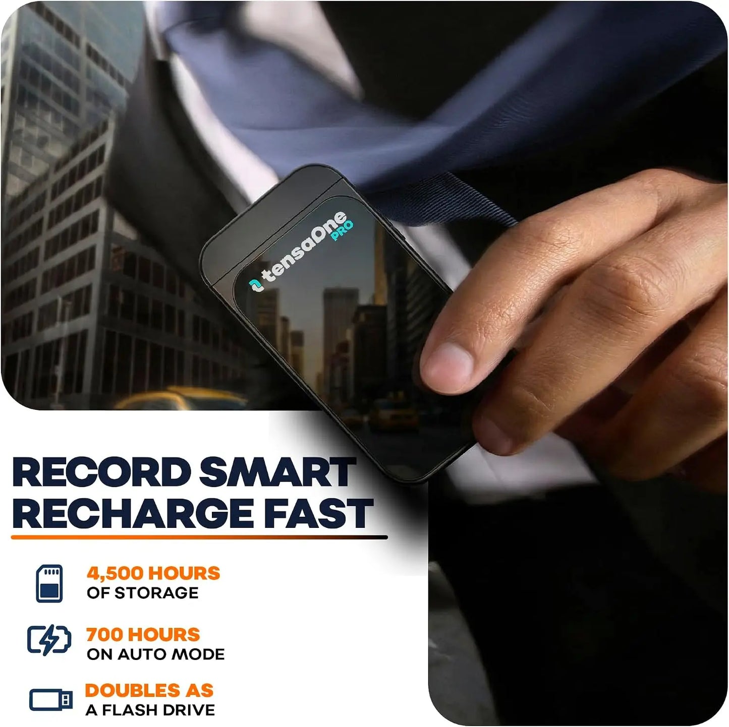 64GB Voice Recorder with AI Noise Reduction, USB-C, Voice Activation, Black