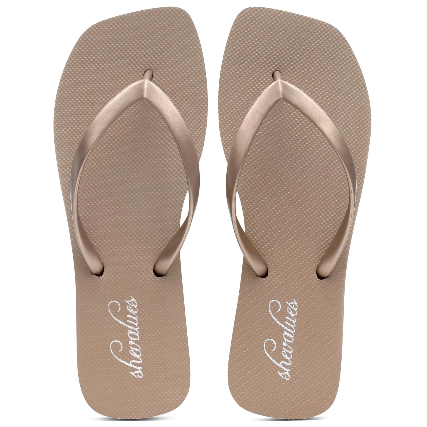 Bebealy Women's Fashion Summer Flip Flops Outdoor Beach Thong Sandals Lightweight Square Toe Flip Flop Lady Pool Shower Slippers