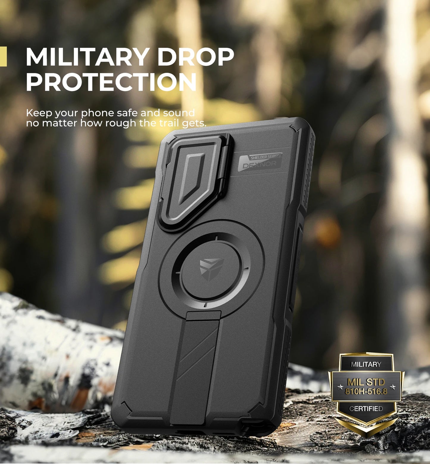 Dexnor For Samsung Galaxy S25 Ultra Case Rugged Shockproof with Sliding Camera Cover Built-in Screen Protector Kickstand