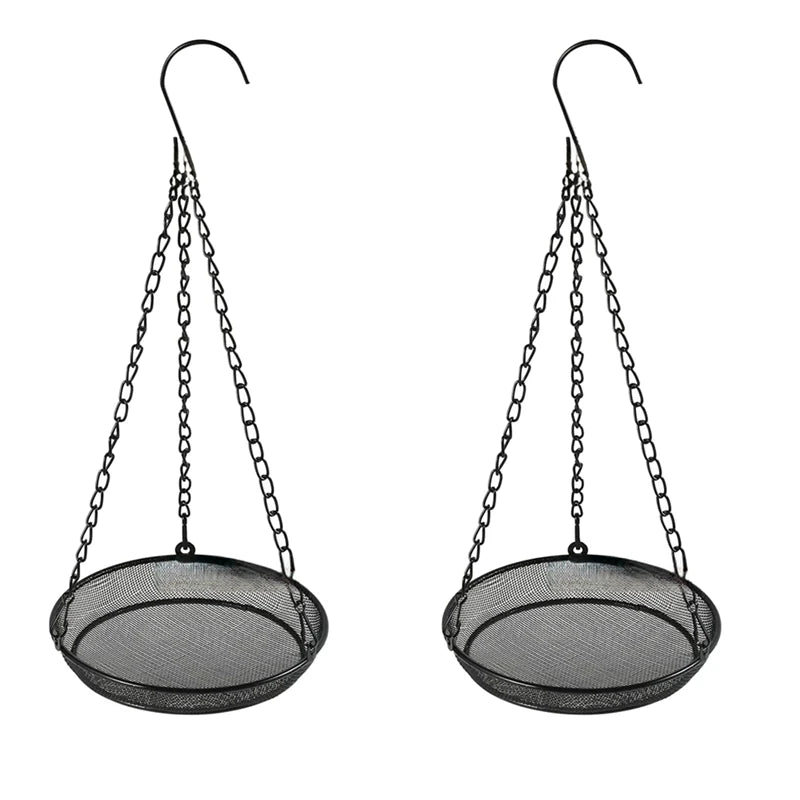 7.2in Diameter Bird Feeding Tray Round Metal Feeders Garden Patio Trees Hang Feeding Outdoor Garden Hanging For Attracting Birds