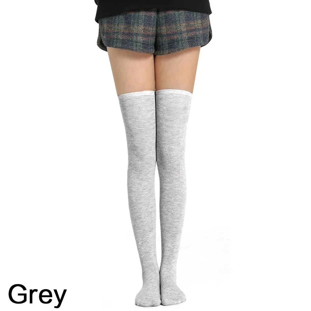 Women Over Knee Socks Solid Color Fashion Thigh High Socks Warm Elastic Leg Warmers 5Colors Optional for Daily JK Lolita Outfits