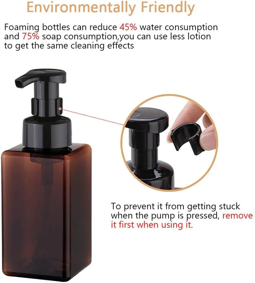 Foaming Soap Dispenser 450ml Refillable Pump Bottle for Liquid Soap Shampoo Body Wash 2 Pack