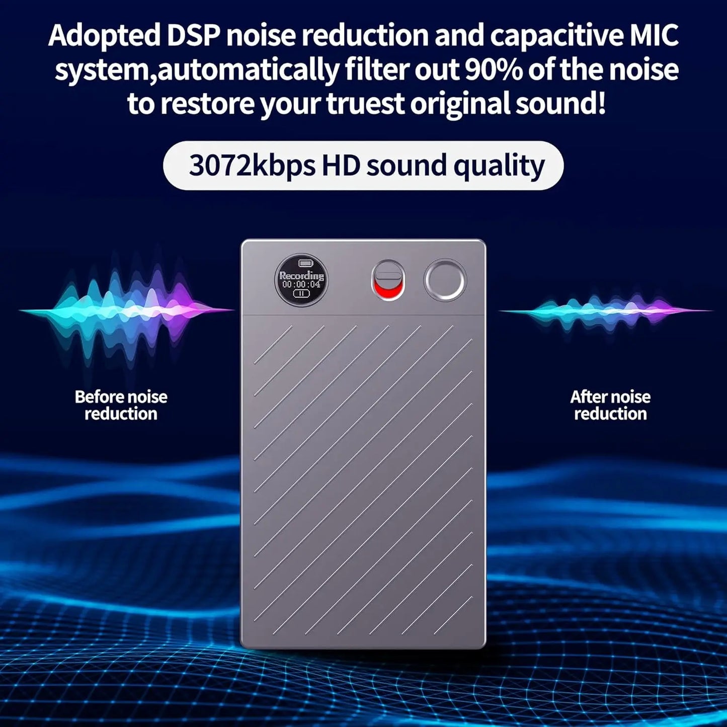 AI Voice Recorder with APP Control, Unlimited Transcribe & Summarize, AI Note Taking, DSP Noise Cancellation, for Interviews, Lectures, Meetings, Calls, Grey