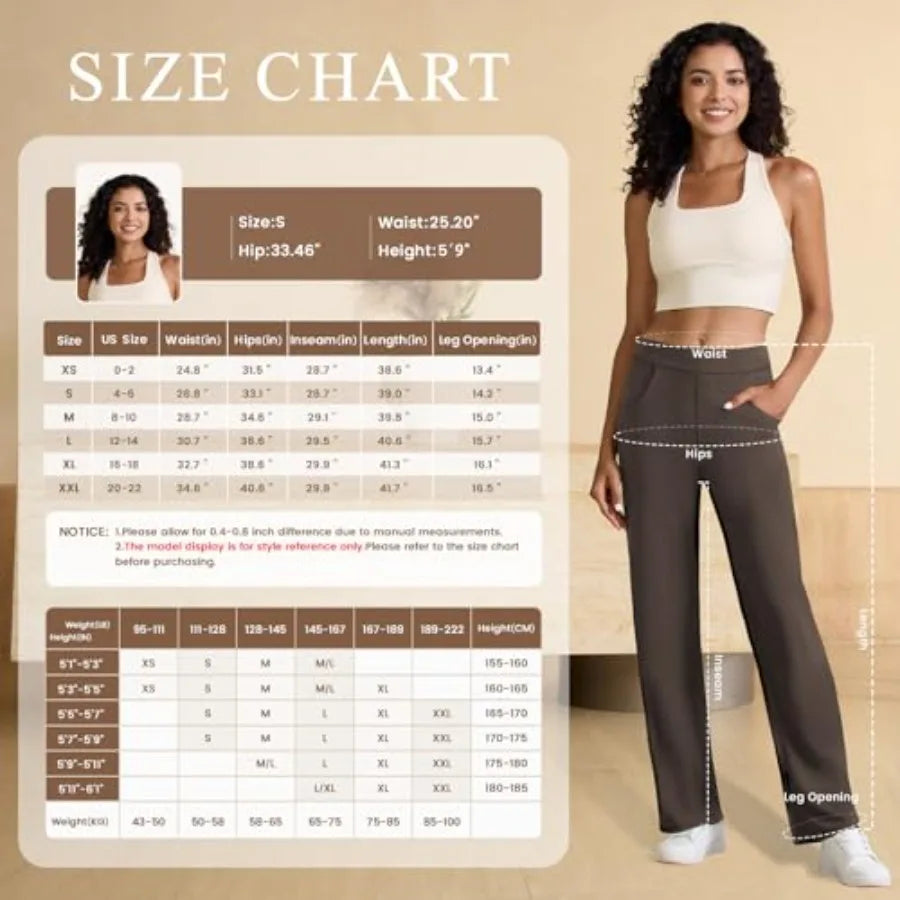 keriffe Women's Stretchy Yoga Dress Pants High Waisted Straight Leg Casual Work Business Office Slacks 4 Pockets