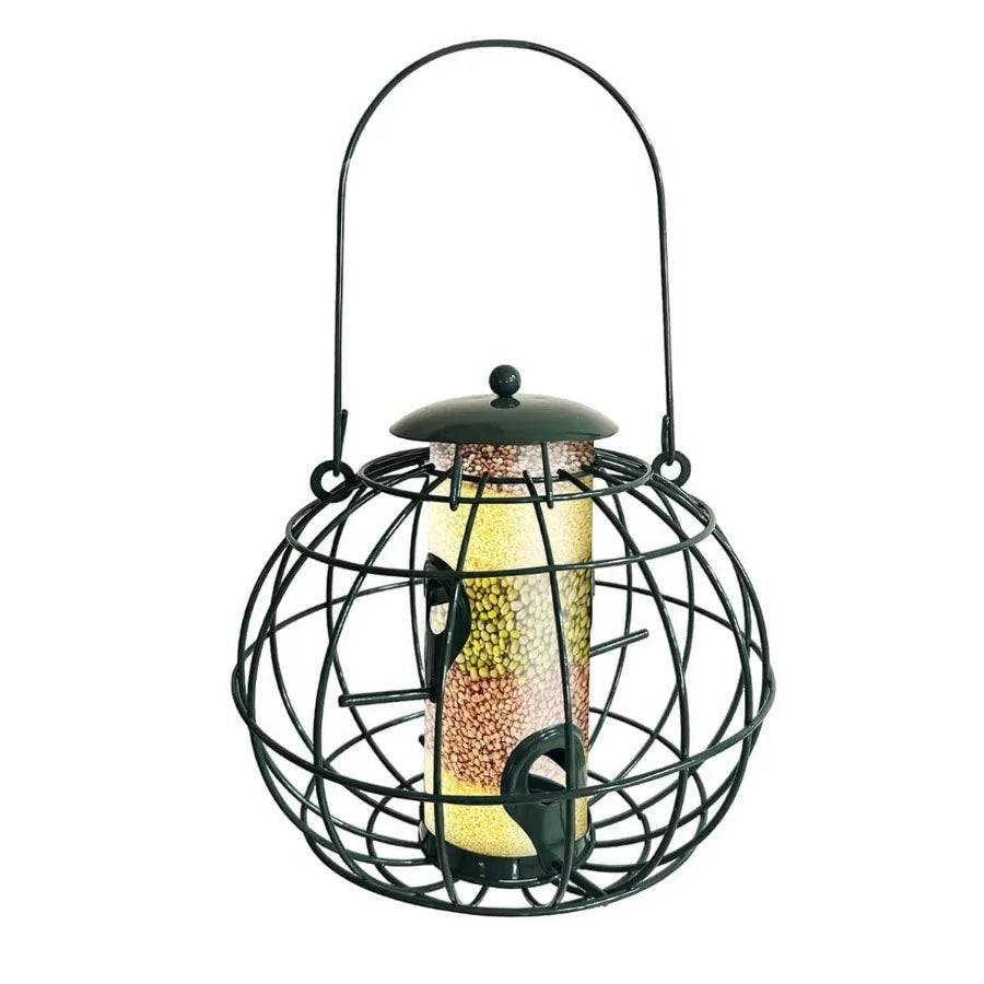 【New Arrival】Squirrel-Proof Wild Bird Feeder, Hanging Metal Cage Seed Feeder with Clear Tube, Outdoor Garden Bird Feeder for Finches, Sparrows