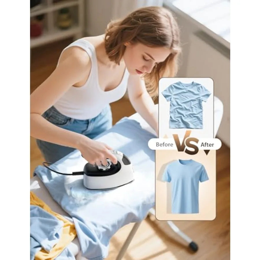1000W Mini Travel Steam Iron, Portable Small Iron for Quilting and Sewing, Non-Stick Soleplate, 300 Steam Holes, 90ml Tank, Saf