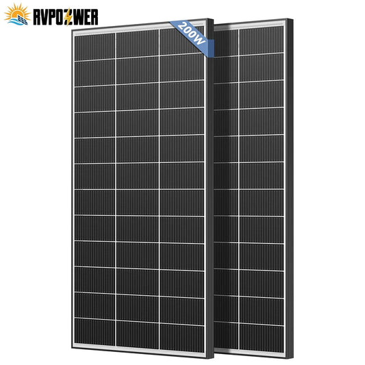 RVPOZWER 200W/400W/800W Bifacial Solar Panel 18BB N-Type Mono Cells High-Efficiency PV Power for Home Rooftop Off-Grid Outdoor