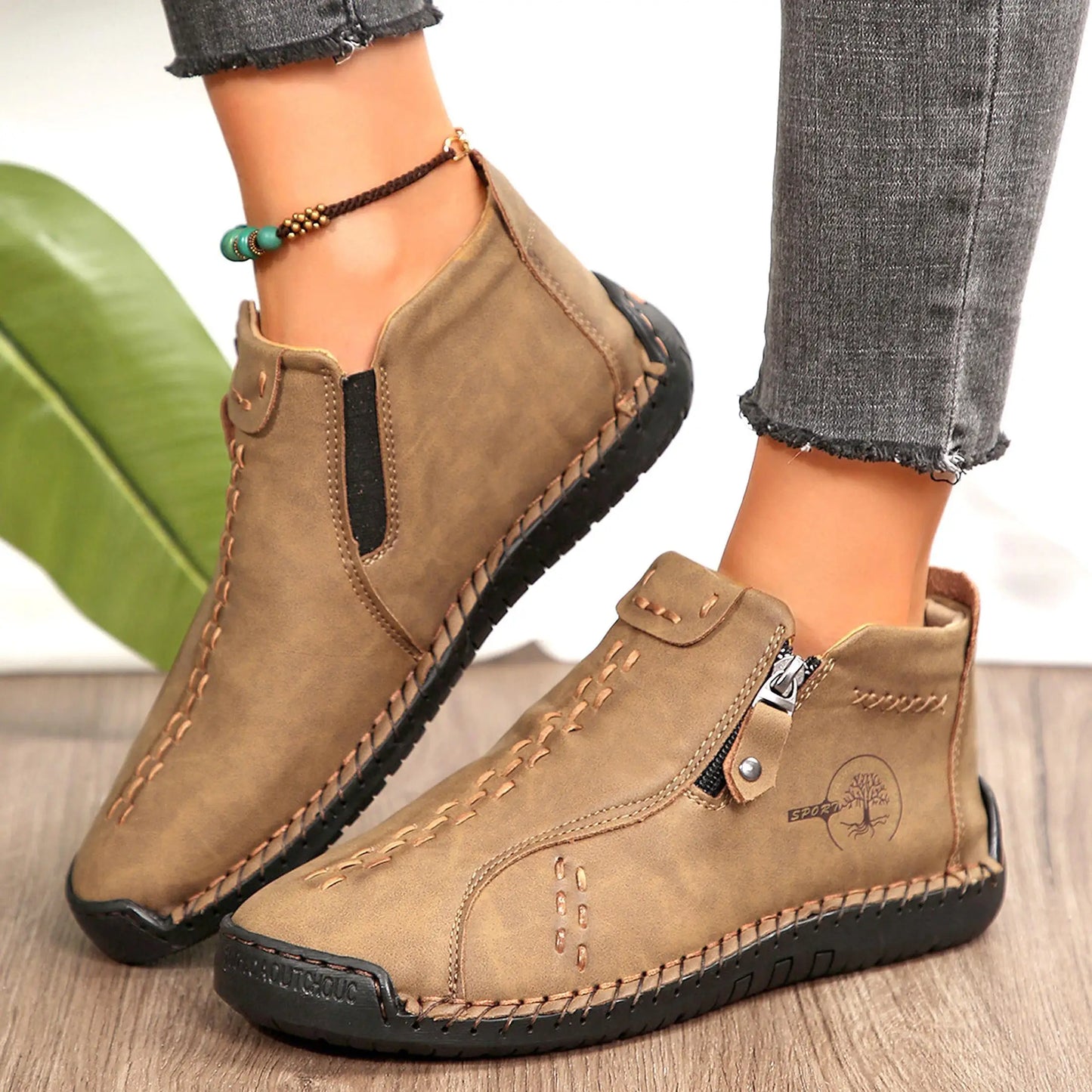 Womens Casual Shoes Ankle Boots Slip On Lightweight Loafers Mid top Walking Driving Shoes